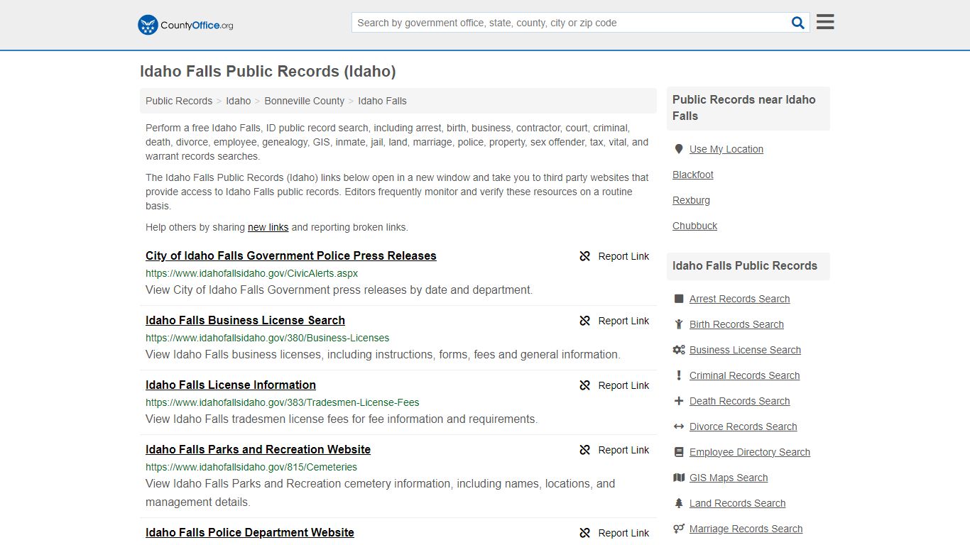 Public Records - Idaho Falls, ID (Business, Criminal, GIS, Property ...