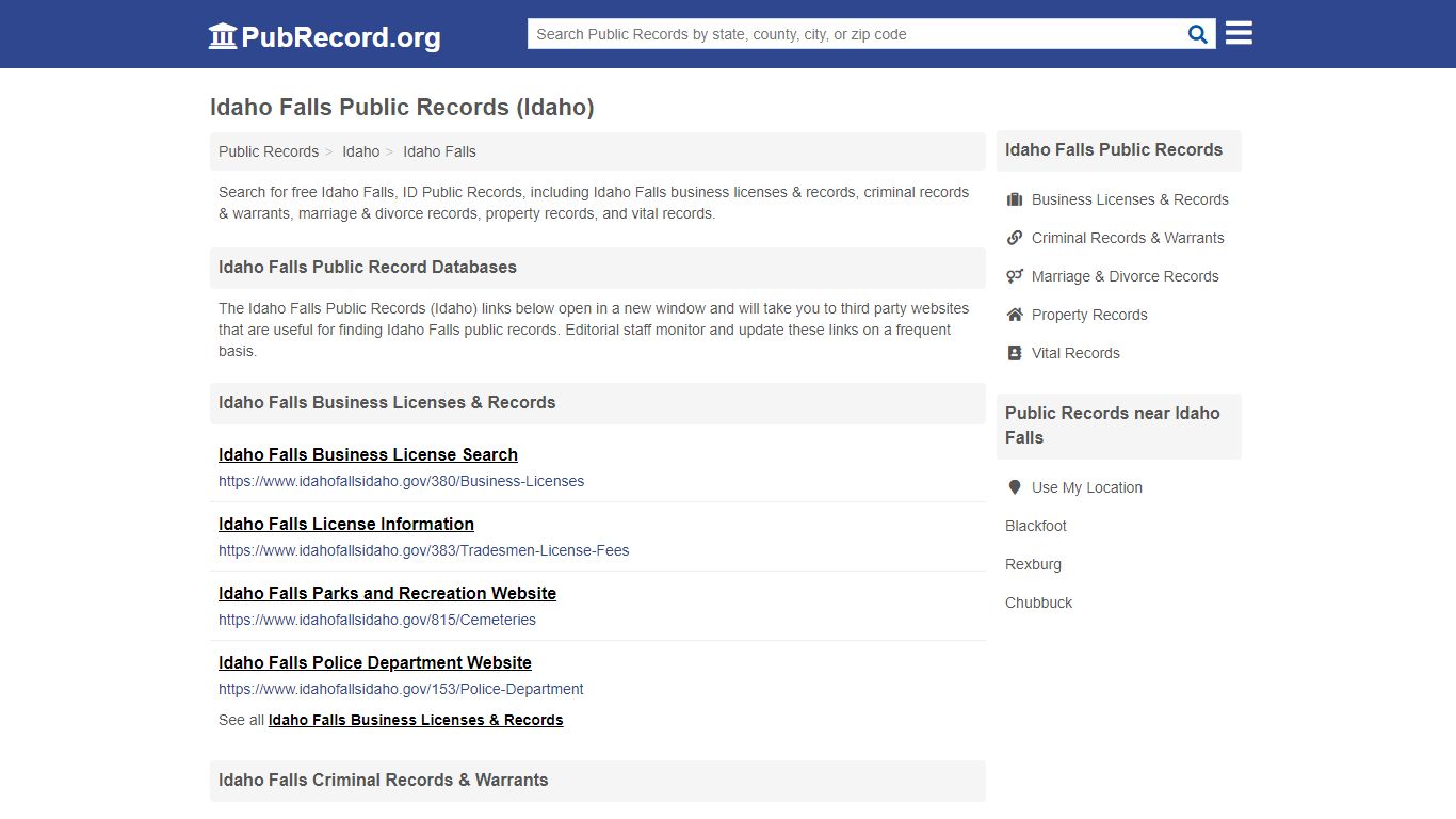 Free Idaho Falls Public Records (Idaho Public Records) - PubRecord.org