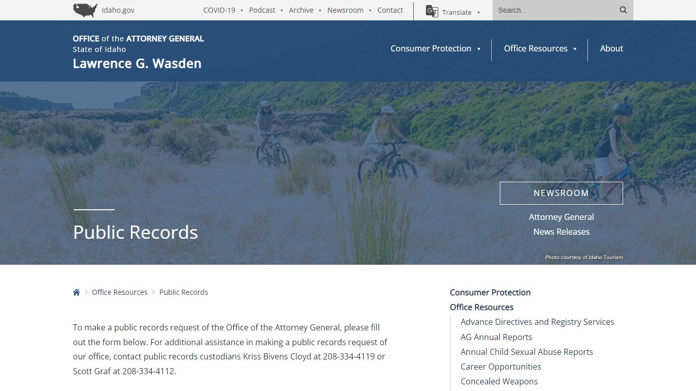 Public Records - Idaho Office of Attorney General