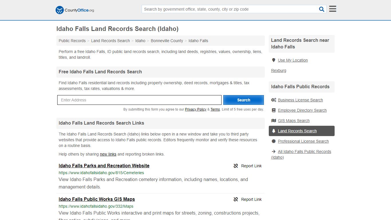 Land Records Search - Idaho Falls, ID (Deeds, GIS Maps, Liens & Titles)