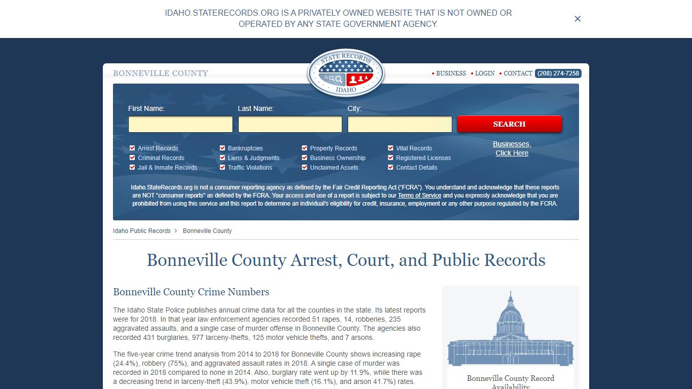 Bonneville County Arrest, Court, and Public Records